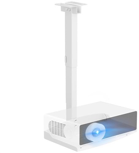 Universal Projektor-Halterung für die Decke/Wand, Höhenverstellbare Universalhalterung mit versteckter Kabelführung, ohne Bohren, Tragkraft bis zu 10 kg – Ideal für Heimkino und Büro (Weiß)