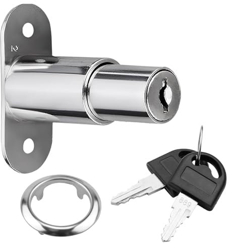 Serratura per Armadietto in Lega di Zinco, Stantuffo Serrutura Serrature Armadio, Adatta per Vetrine, Classificatori, Resistente a Corrosione e Usura, Include Chiavi (Diametro Cilindro 19mm)