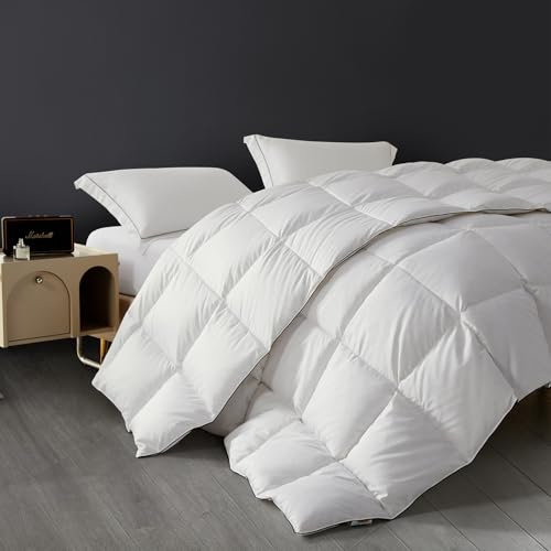 SAPHREAS Down & Feathers Duvet King Size, All Season Duvet Insert King, Luxury Lightweight Bedding Quilts with 8 Corner Loops, White 225x220cm