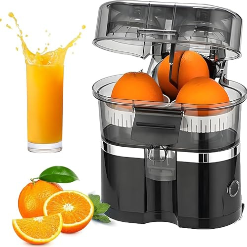 Electric Twin Citrus Juice Maker - 100w Juicer Machine For Lemon, Orange, Grapefruit, 400ml Large Capacity, Built-in Citrus Slicer, Detachable & Easy Clean, Bpa-free, Fast & Efficient, Black