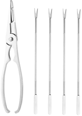UKCOCO Forchette per Granchio in Acciaio Inossidabile Utensili per Crostacei Cracker per Granchio Strumenti per Aprire Gusci di Crostacei Set di Utensili per Mangiare Granchi e Aragoste