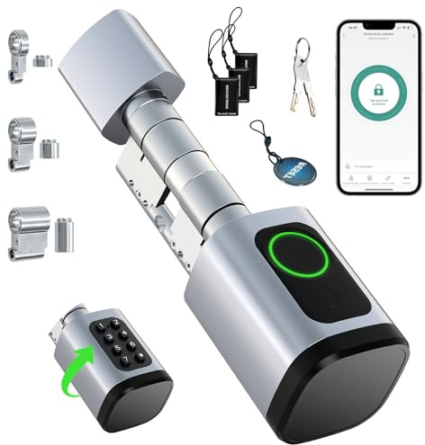 AVATTO Smart Türschloss mit Fingerabdruck & Passwort für 60-90mm Türen, Elektronischer Schließzylinder mit einstellbarer Länge, inkl. Schlüssel & IC-Karte, Fernsteuerung über AVATTO & Smart Life App