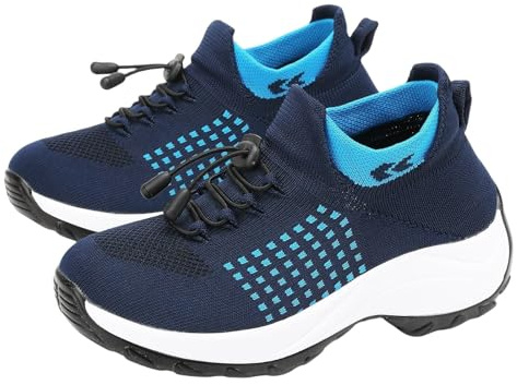 Comfort Wear Orthowear-skor för kvinnor - Andningsbara mesh ortopediska sneakers med luftkudde för lindring av plantar fasciit, B blå, 40 EU