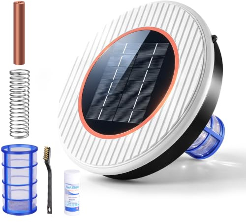 Ionizzatore Solare per Piscina, Ionizzatore in Rame per Piscine Fuori Terra e Interrate, Fino a 35,000 Gal, IP68 Impermeabile, Ionizzatore Galleggiante per Piscine