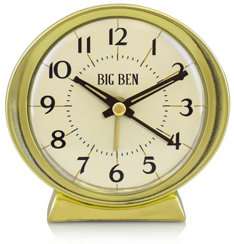 Westclox Classic Baby Ben Alarm Clock for Heavy Sleepers - Authentic 1964 Design, Loud High-Volume White Alarm Clock, Battery Operated, (Gold)
