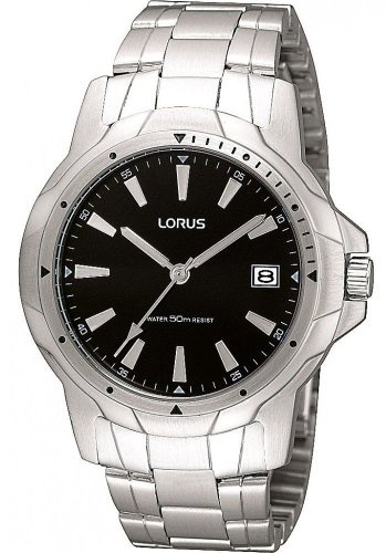 Lorus Black Dial Stainless Steel Bracelet Gents Watch RS907BX9