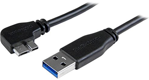StarTech Câble USB 5Gbps 2m - USB-A vers Micro-B Gauche, M/M (USB3AU2MLS) | Câble slim, Accès aux espaces réduits, Charge et synchro sans retirer l'étui de protection