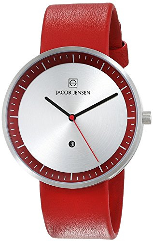 Jacob Jensen Herren-Armbanduhr Analog Quarz Leder 32273