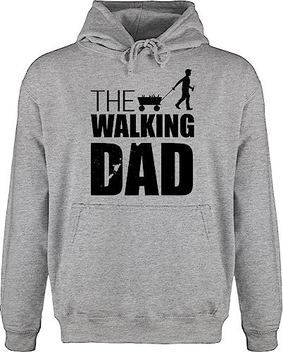 Shirtracer Hoodie Herren Pullover Männer - Papa - The Walking Dad - Bollerwagen Bier - XS - Grau meliert - Pulli Vatertag Vatertagsgeschenk Alkohol Vater Walkind väter werdender papatag Herrentag