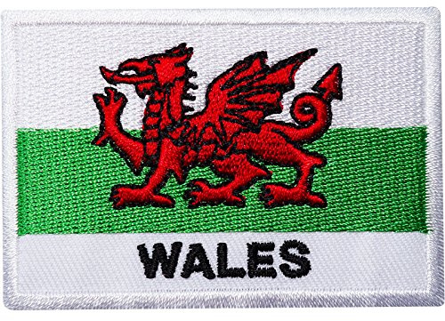 Aufnäher mit Wales-Flagge, bestickt, zum Aufnähen oder Aufbügeln, Motiv: walisischer Drache, Rugby, für Hemden, Taschen
