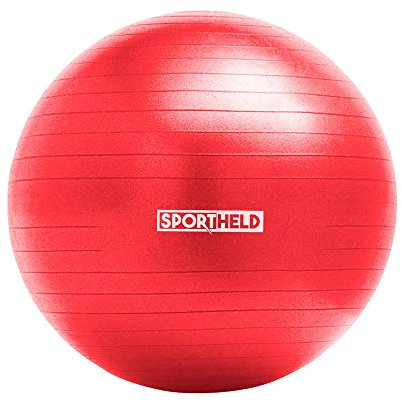 Sportheld® Profi Gymnastikball inkl. Pumpe zum Aufblasen | 55cm Durchmesser | Rot | robuster Sitzball & Fitnessball