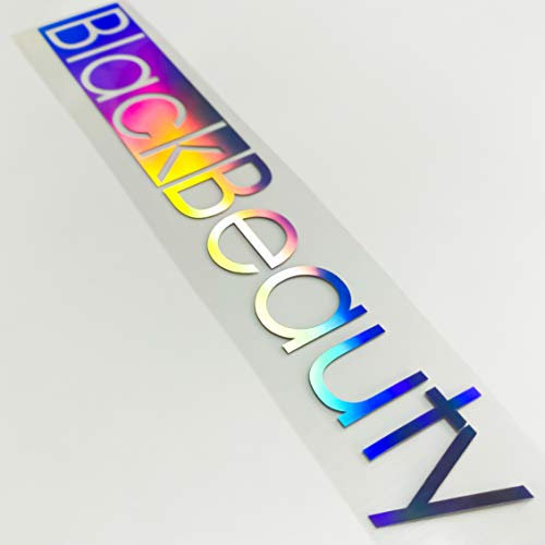 Schriftzug Aufkleber Black Beauty Oilslick Autoaufkleber Hologramm Tuningsticker Regenbogenfarben Sticker Schimmernd Frontscheibe Heckscheibe Seitenschweller Reflektierend 3D Effekt