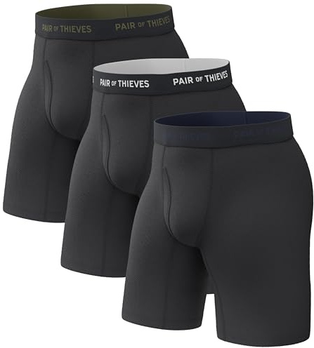 Pair of Thieves Men Super Fit Long Boxer Briefs | Underwear for Men | 3 Pack | Lightweight, Soft, 4-Way Stretch Fabric | Moisture Wicking for the Gym, Work and Daily Comfort | Everyday Boxer Briefs