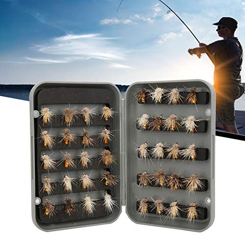 SALUTUYA Fliegenfischer-Köder-Kit, 40-teiliger Insektenköder aus Kohlenstoffstahl mit speziellen dreieckigen Dornen, Angelzubehör für Seen, Flüsse, Stauseen oder Bäche