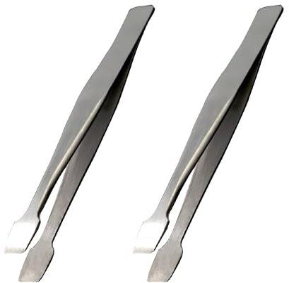 MMOBIEL 2 Pinzette a Molla in Acciaio Inossidabile con Ampia Punta Piatta di precisione, pinzette per filatelia, per francobolli, Documenti, Sviluppo Fotografico, ECC.