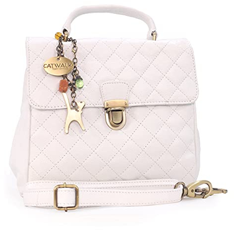 Catwalk Collection Handbags - Damen Leder Henkeltasche mit Schultergurt - Umhängetasche Mittelgroß - Gesteppte Handtasche - Hayley