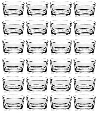 Set of 24 Clear Glass Tealight Candle Holders, 4.5cm x 2.5cm with Luxurious Look