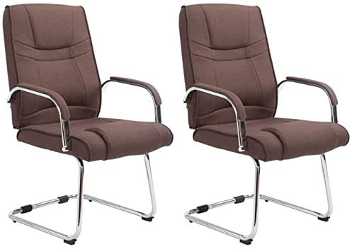 CLP 2er Set Freischwinger Attila Mit Metallgestell & Armlehne I Bürostühle Mit Stoffbezug, Polsterung & 180 KG Belastbar | Farbe braun