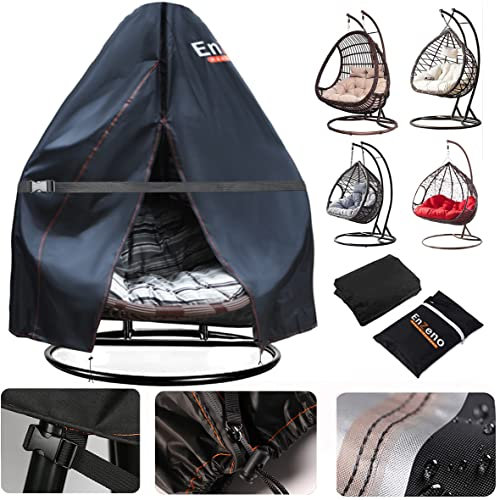 Outdoor Pod Double Egg Chair Cover Waterproof, 2 Seat Heavy Duty Egg Swing Chair Cover, Large Wicker Patio Hanging Egg Chair Covers, Veranda Garden Cocoon Egg Chair Rain Covers 230x200cm, Black…