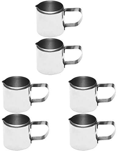 6 Pièces Mini Pot à Lait Tasse Mousseur Tasse Pichet De Crème Tasse à Vapeur De Lait Pichet à Mousser Le Café Tasse De Pot à Lait Céramique Pot à Latte Acier Inoxydable
