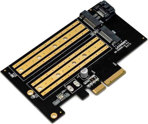 ZimaBoard Dual M.2 NVME SSD Adapterkarte 32 Gbps M Key PCIe 4.0 x4 Adapter für ZimaBoard Server, Desktop-PC, unterstützt SATA 6 Gbps NGFF B Key Erweiterungskarte ohne Kühlkörper