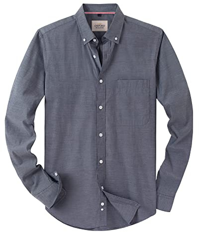 J.VER Oxford Herren Hemd Bügelfrei Regular Fit Hemd Langarm Casual Hemd aus Oxford Button Down Hemd Faltenfrei Freizeithemd mit Tasche