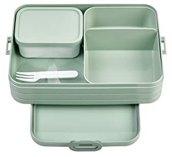 Mepal Bento Box Large - Lunch Box with Bento Box - for 4 Sandwiches or 8 Slices of Bread - Lunch Box for Sandwiches, Small Snacks & Left Overs - Lunch Box Adults - Nordic sage