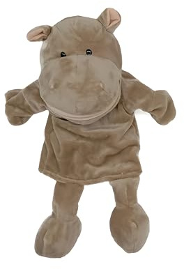 Proumhang Handdockor med Full Kropp för Barn,Djur Handdockor Gård Tema Dockor Leksaker Set,Plysch för Låtsasleksaker Zoo Friends Dockteater med Rörlig öppen Mun,35cm,Flodhäst