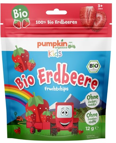 pumpkin organics gefriergetrocknete Fruchtchips - Eine Packung hat 12g (Bio Erdbeeren, 72g=6 Packungen)