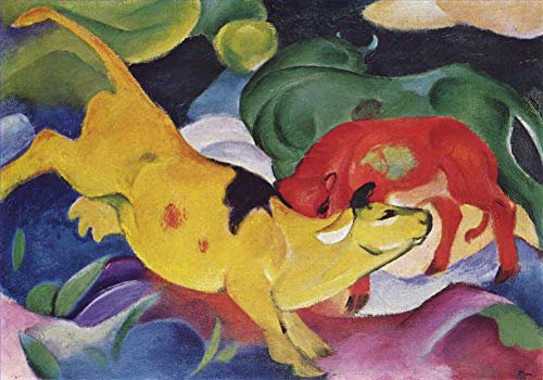 Toperfect 20 Ölgemälde „Gelber Stier“ Expressionist ACE1 abstraktes Kunstdekor auf Leinwand, Berühmte Werke 01, €50-2000 Handgemalt von Lehrern der Kunstakademien