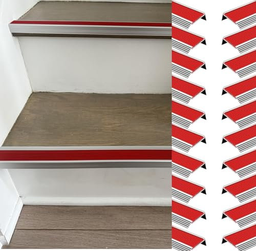SRNSAEB Anti-Rutsch-Treppenkante Aluminium-Treppenkanten-Treppenkantenschutz in L-Form, 5/10/20er-Pack Stufenkantenschutz, rutschfeste, dekorative Treppenkantenabdeckungen, zuschneidbar