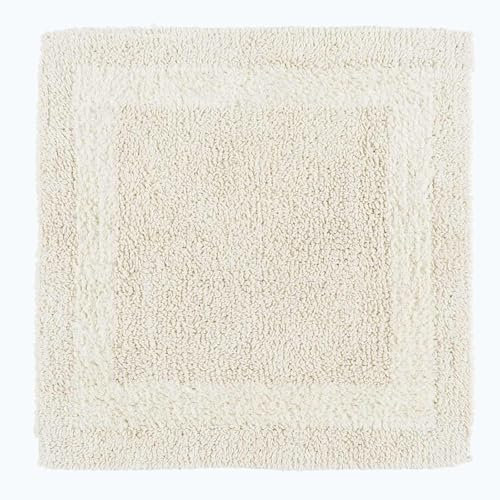 HOMESCAPES Small Bath Mat, Luxury 1600gsm Extra Soft 100% Cotton, Reversible Bathroom Mats Non-Slip, Washable, Super Absorbent, Quick-Dry, Cream Bathroom Rug, 50x50 cm Square