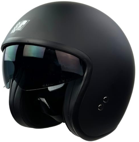 Römer Jethelm RR10701 - Motorradhelm mit Sonnenvisier + gratis klaren Visier, matt schwarz Gr. S