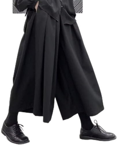 Pantalon Hakama court et ample pour homme style gothique noir (3XL noir)