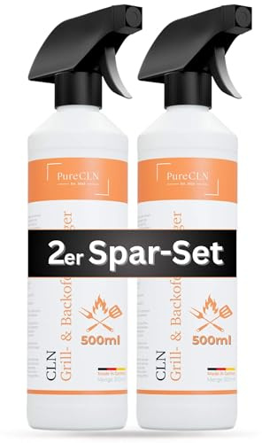 PureCLN Backofenreiniger Extra Stark - 2x 500ml Oven Cleaner - Backofenspray ohne Geruch - Intensiver Fettlöser & Grillreiniger gegen Verkrustungen - Ofenreiniger Backofenreiniger in Profi-Qualität