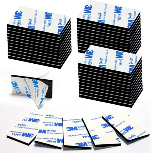 Hmfmdy Double Sided Sticky Tape, 50 Pcs Heavy Duty Strong Double Sided Sticky Pads, Mounting Adhesive Foam Pads for Outdoor Household, 3M Double Sided Foam Tape 50mmx30mm - Black