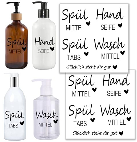 Juego de detergente para lavavajillas y lavandería, 2 botellas, 1 botella de detergente y 2 pegatinas