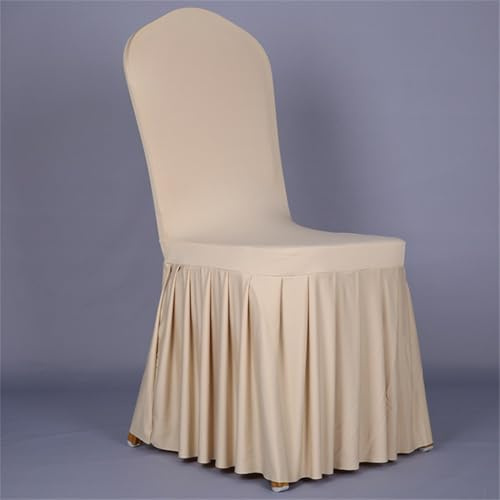Stuhlhussen mit Rock, lang, dehnbar, Spandex, für Esszimmerstuhl, Hochzeit, dehnbar, abnehmbar, waschbar, für Hotel und Hochzeitszeremonie (Champagnerfarbe)