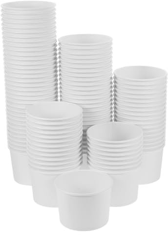 ULTECHNOVO 100pezzi Ciotole Carta Per Gelato Ciotole Monouso Per Snack Rondonde Carta Spessa Per Dessert Estivi Da Asporto Per e Club