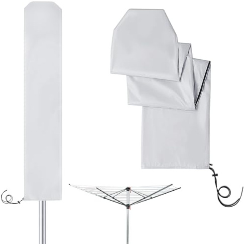 Cozary Schutzhülle Wäschespinne, 16 x 16 x 165cm Abdeckung Wäschespinne, Schutzhülle, Robuste und Wetterfeste Abdeckung, Reißfest und Wasserdicht, Hülle für Silber