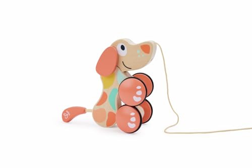 Hape Nachziehhund Pepe aus Holz ab 12 Monaten – Limitierte Auflage – Montessori Nachziehspielzeug & Lauflernspielzeug – Motorikspielzeug für Kleinkinder