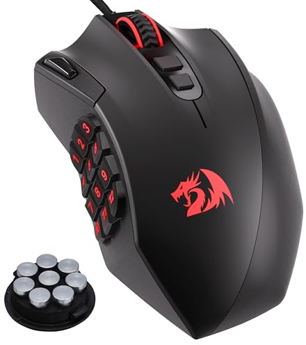 Redragon M921 MMO Gaming Mouse, 12400 DPI High Precision Wired RGB Mice w/18 Programmable Buttons, 12 Side Macro Keys, Software Supports for PC Laptop
