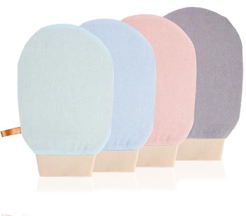 Peelinghandschuh, 4 Stück Exfoliating Gloves Für Effektives Peeling, Glove Für Körper Und Gesicht, Langlebig Und Hautfreundlich, 21cm X 14cm, Ideal Für Home Spa Und Reise
