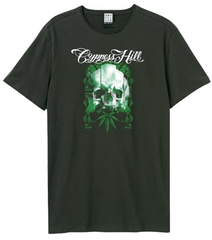 Cypress Hill Unisex Adult Glitched Skull T-Shirt (3XL) (Charcoal)