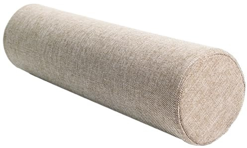 YHXAIQ Long Round Bolster Pillow, Soft and Comfortable Neck Support Pillow, Linen Fabric Cylinder Pillow for Head, Back, Legs and Yoga, Round Cushion Roll Pillow for Bed Use(Khaki,10 x 50 cm)