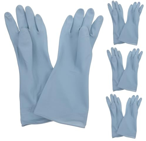 DIYEAH 4 pairs PVC Washing Gloves Lightweight Kitchen Cleaning Gloves for Dish Pot Pan Washing Reusable Household with Smooth Surface Blue