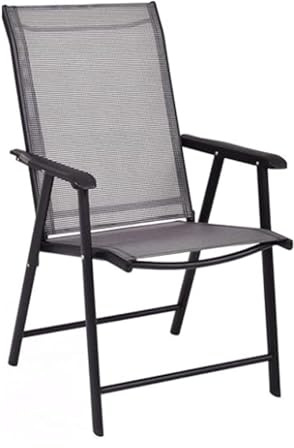 Tragbarer, kompakter Klappstuhl, atmungsaktiv und bequem, keine Montage erforderlich, für Rasen, Garten, Pool, Balkon, Camping, leichtes graues Design