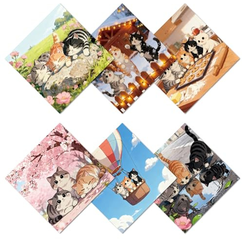 CREATCABIN 6 Pcs Cat Glasses Cleaning Cloth Microfiber Cloth Soft Multicolor Sunglasses Cleaner Cloths Reusable Soft Thicken Wipes for Eyeglasses Camera Cell Phone Lens Screens Glasses 6 x 6 Inch