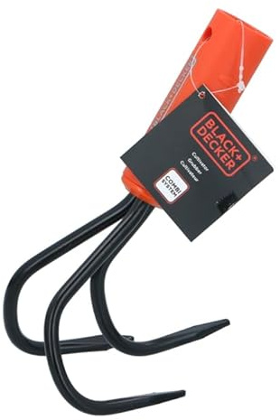 Black+Decker Cultivateur de Jardin Combi System - Griffe de Jardin Trois Dents - Outils Jardinage pour Ameublir Le Sol - Orange Noir