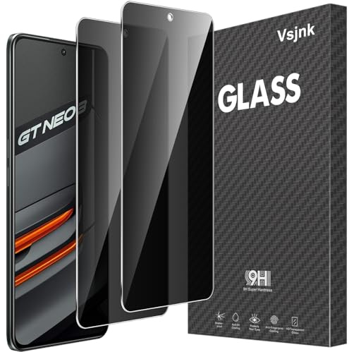 Vsjnk Privacidad Protector de Pantalla Compatible Con Realme GT Neo 3 Screen Protector,2 Piezas Cristal Templado 9H Dureza Fácil de Limpiar Sin Burbujas